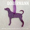 Purple Glitter Dobermann Hanging Decoration